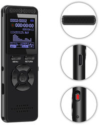 Диктофон с дисплеем SPEC 65/ функция шумоподавления/ запись по датчику звука 32 GB/ запись по таймеру