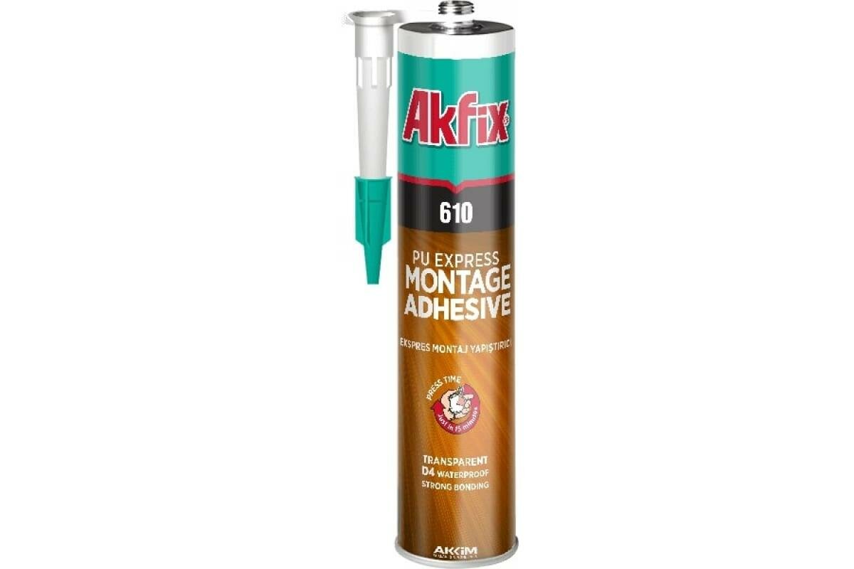 фото Клей полиуретановый экспресс Akfix 610, прозрачный, 310 мл (GA400) 1880939