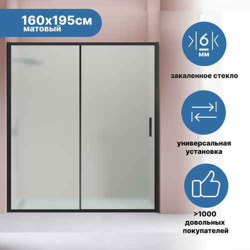 Душевая дверь в нишу Ulitka Safari 160х195 стекло матовое 28900₽