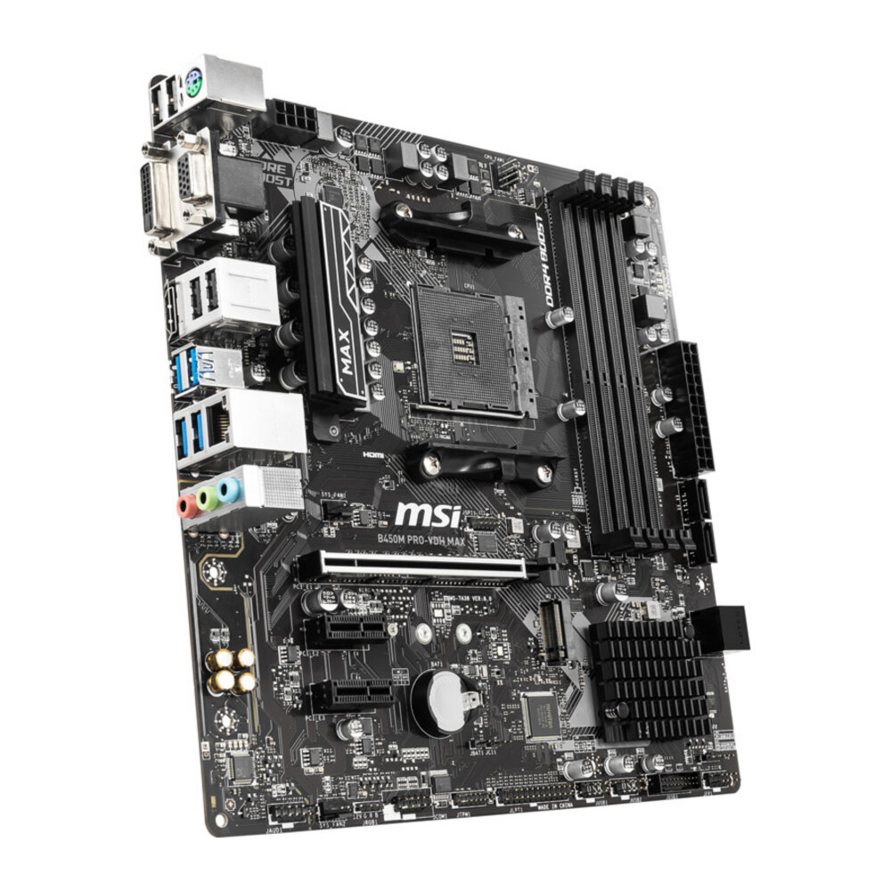 Материнская плата MSI B450M PRO-VDH MAX (AM4/B450/4xDDR4/mATX/VGA, DVI, HDMI) (B450M PRO-VDH MAX)