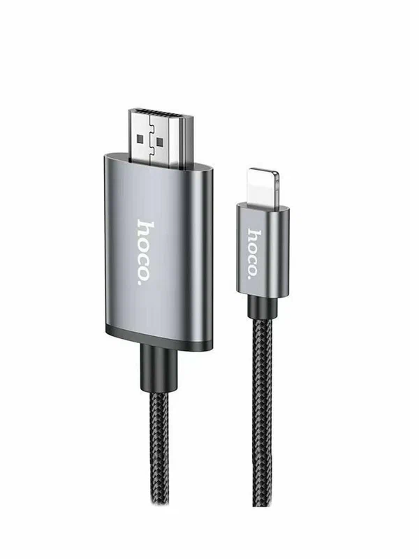 Кабель-переходник Hoco UA27 Lightning на HDMI 2 м, серый металлик