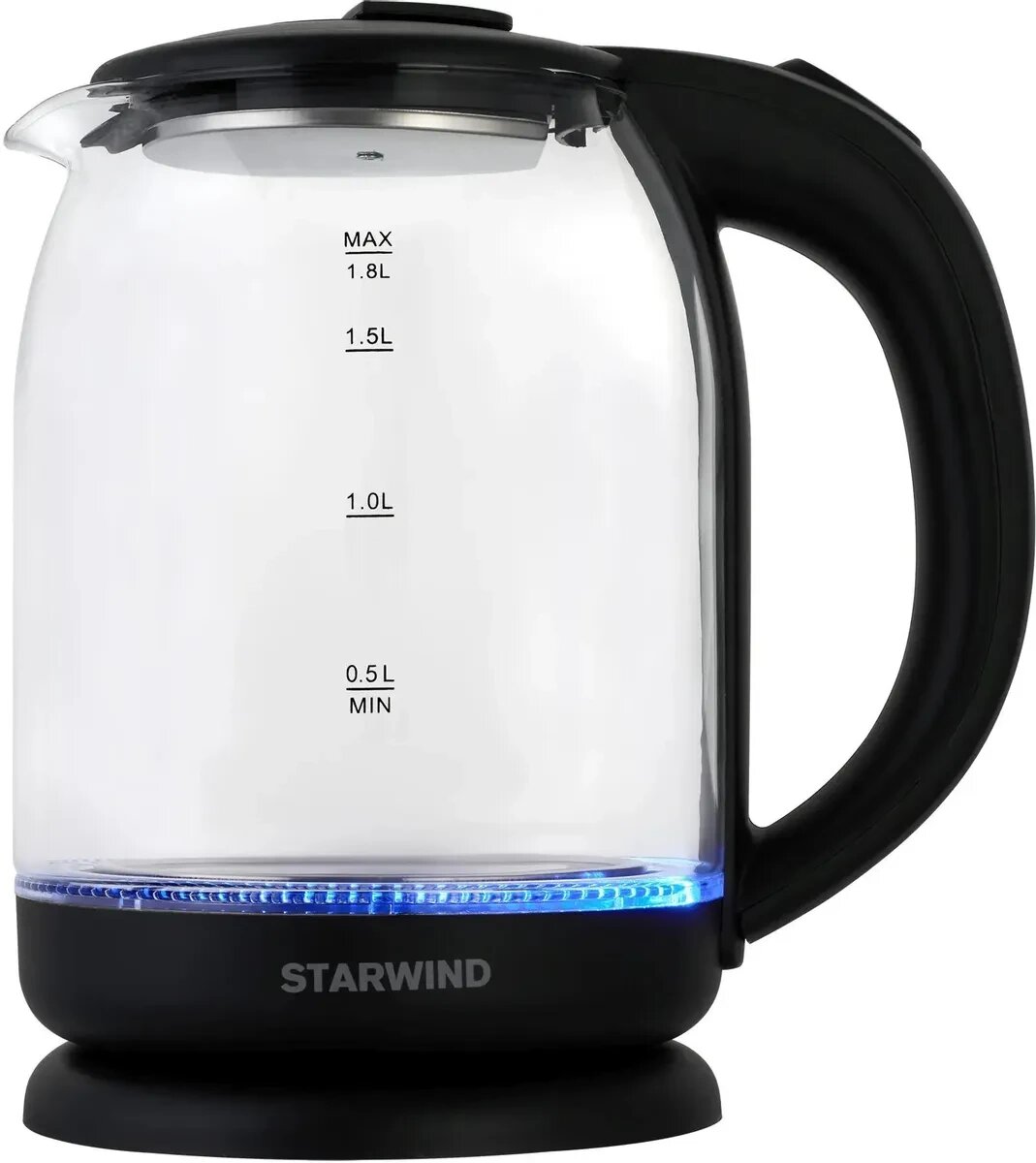 Чайник Starwind SKG1779 прозрачный/черный