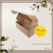 Картонная коробка шкатулка самосборная 25х14,5х9,5 см - 10 шт. Упаковка для маркетплейсов, посылок. Гофрокороб 250х145х95 мм для хранения и переезда