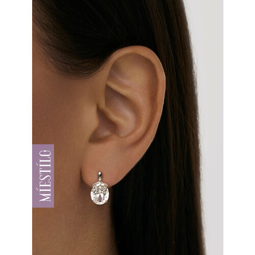 Серьги MIESTILO, серебро, 925 проба, родирование, кварц синтетический, , серебристый