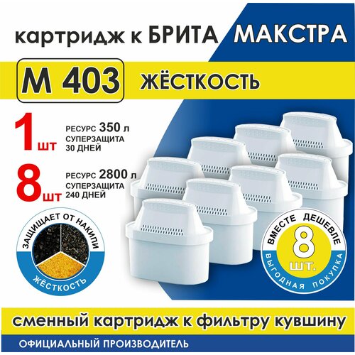 Сменный модуль фильтрующий М 403 жёсткость для фильтра кувшина Брита Макстра (8 шт в мягкой уп.)