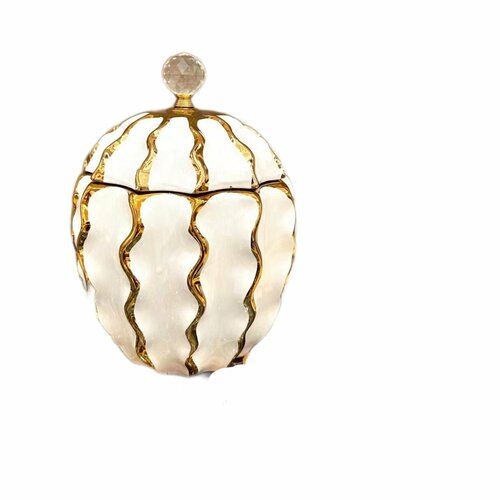 Ваза с крышкой Бриллиант белая с золотом 212117 см 659-359 8999₽