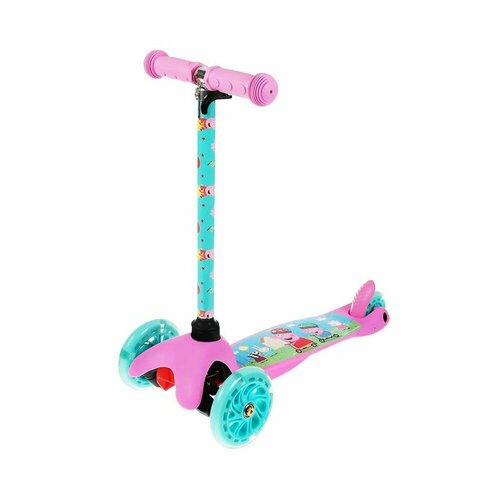 Самокат 3-х колесный Свинка Пеппа бирюзово-розовый подсветка колес S00022-PP22 5245₽