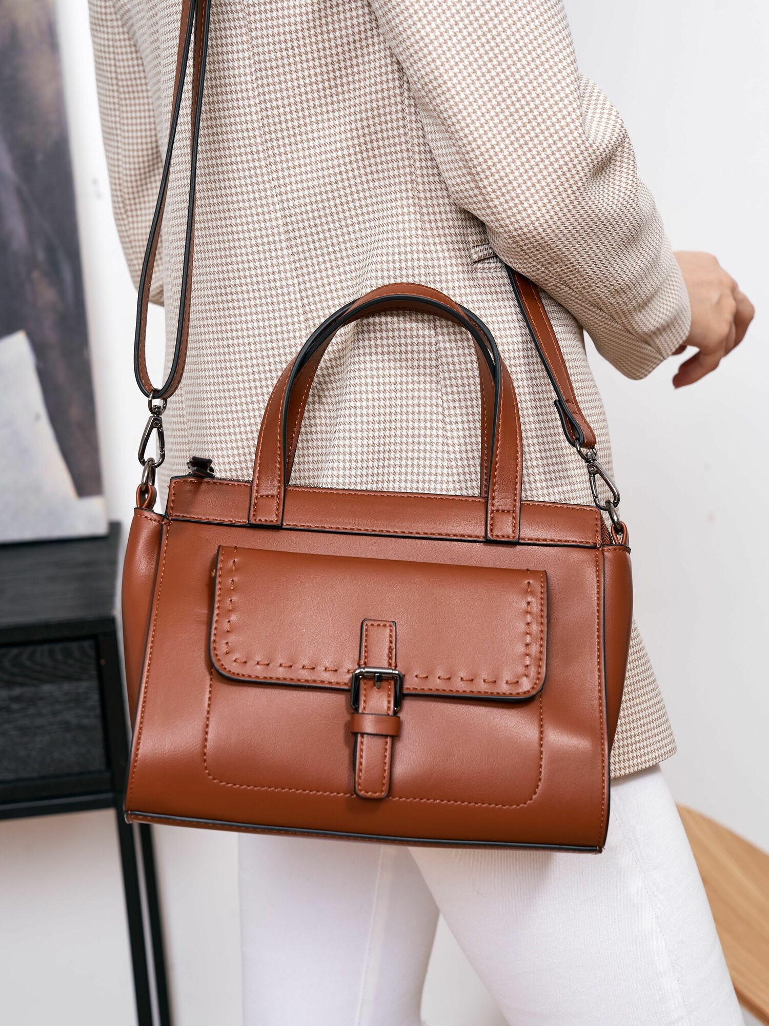 Сумка женская, сумка женская через плечо, сумка, сумки женские, сумка кросс-боди, шоппер, Charmily, 1 шт, коричневый