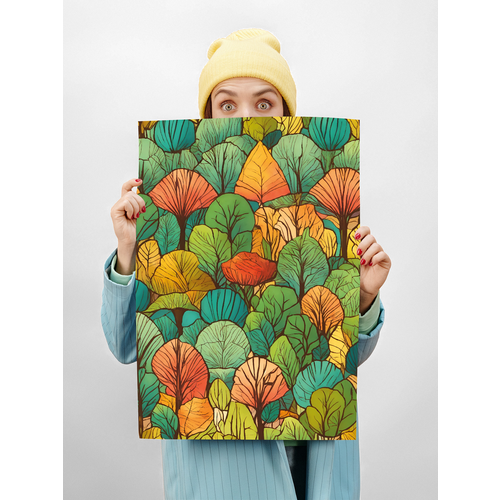 Картина для интерьера на стену на холсте 40х50 см осень и осенние деревья