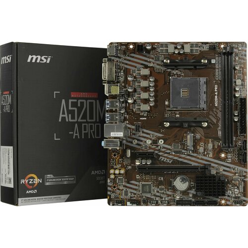 Материнская плата Socket AM4 MSI A520M-A PRO 2DDR4 MicroATX материнская плата msi a520m pro vh