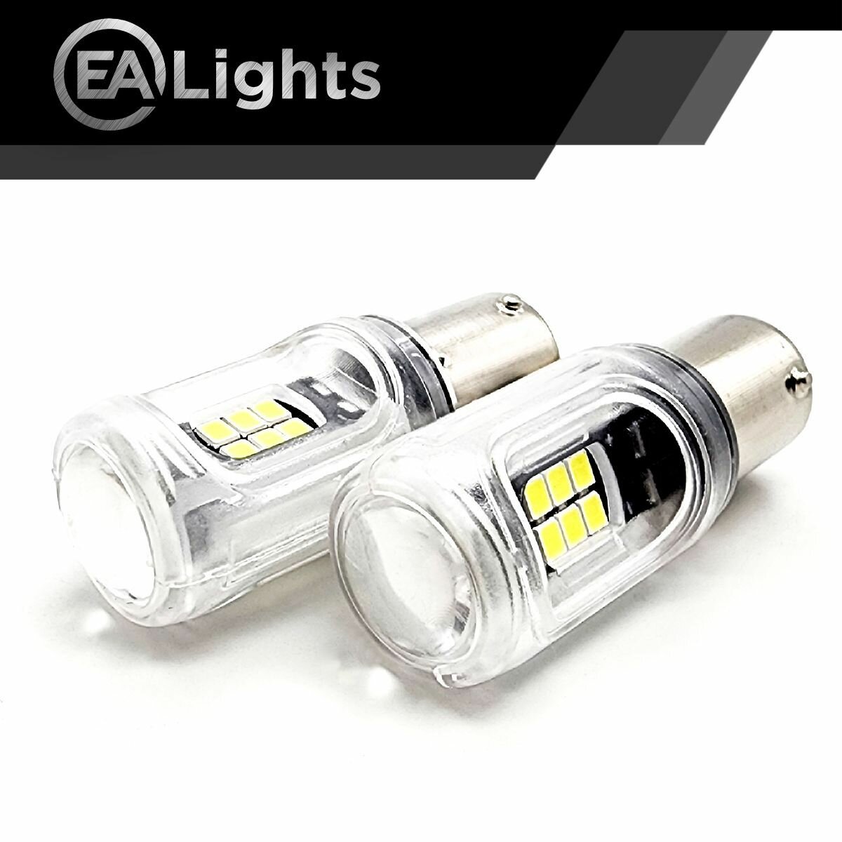 Автомобильная светодиодная LED лампа BA15s P21W (чип 3030-16) для габаритных огней и ДХО, 12в белый свет, 2 шт