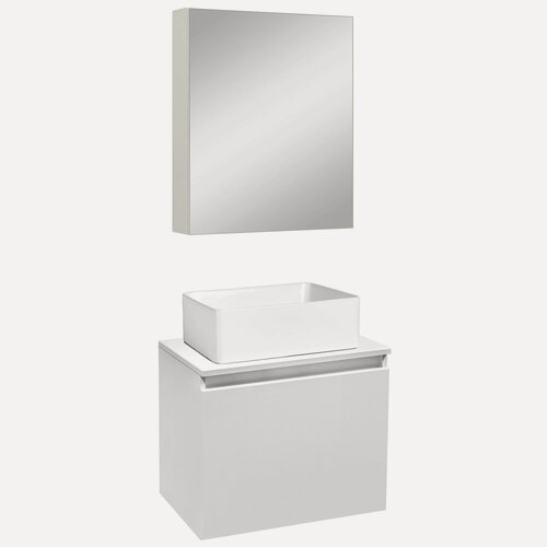 Изображение товара Мебель для ванной Бари 50, белая (тумба с раковиной Дуо, зеркало Лада 50)