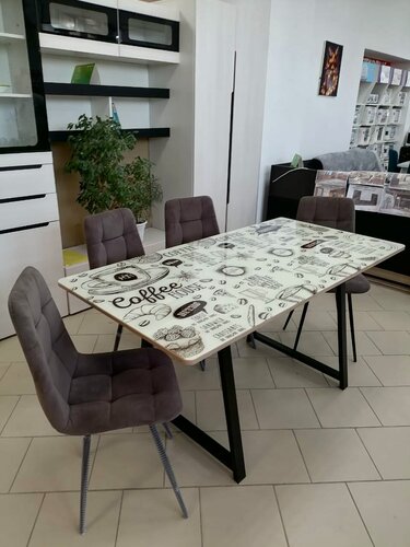 Изображение товара Стол кухонный раздвижной Орфей 15, со стеклом Кофе, лдсп Вотан 120/157*80 высота 78 см