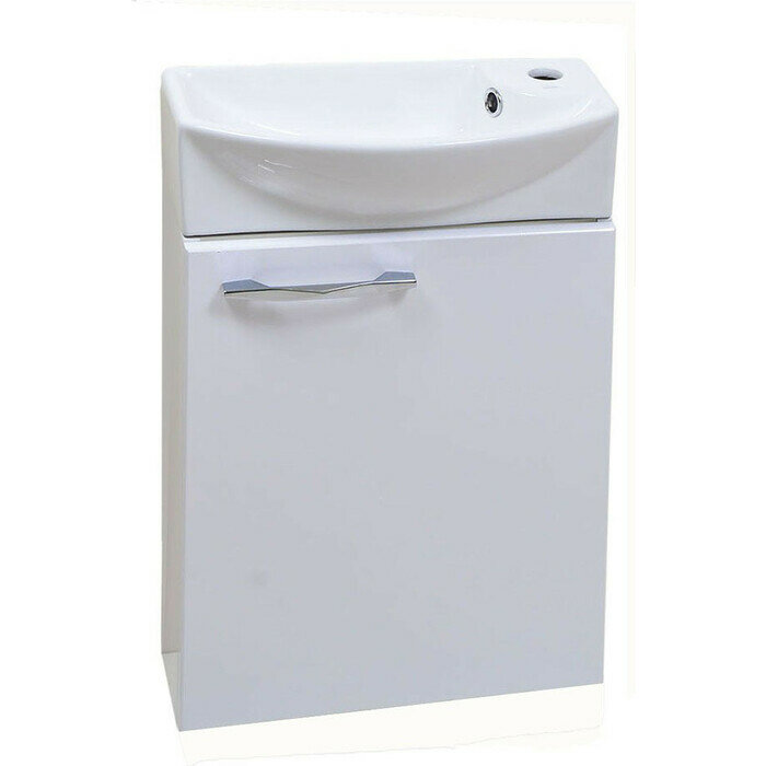 фото Тумба с раковиной Emmy Мия 46х22 правая, с ручкой хром, белая (mia46melbel-r, ER-5002)