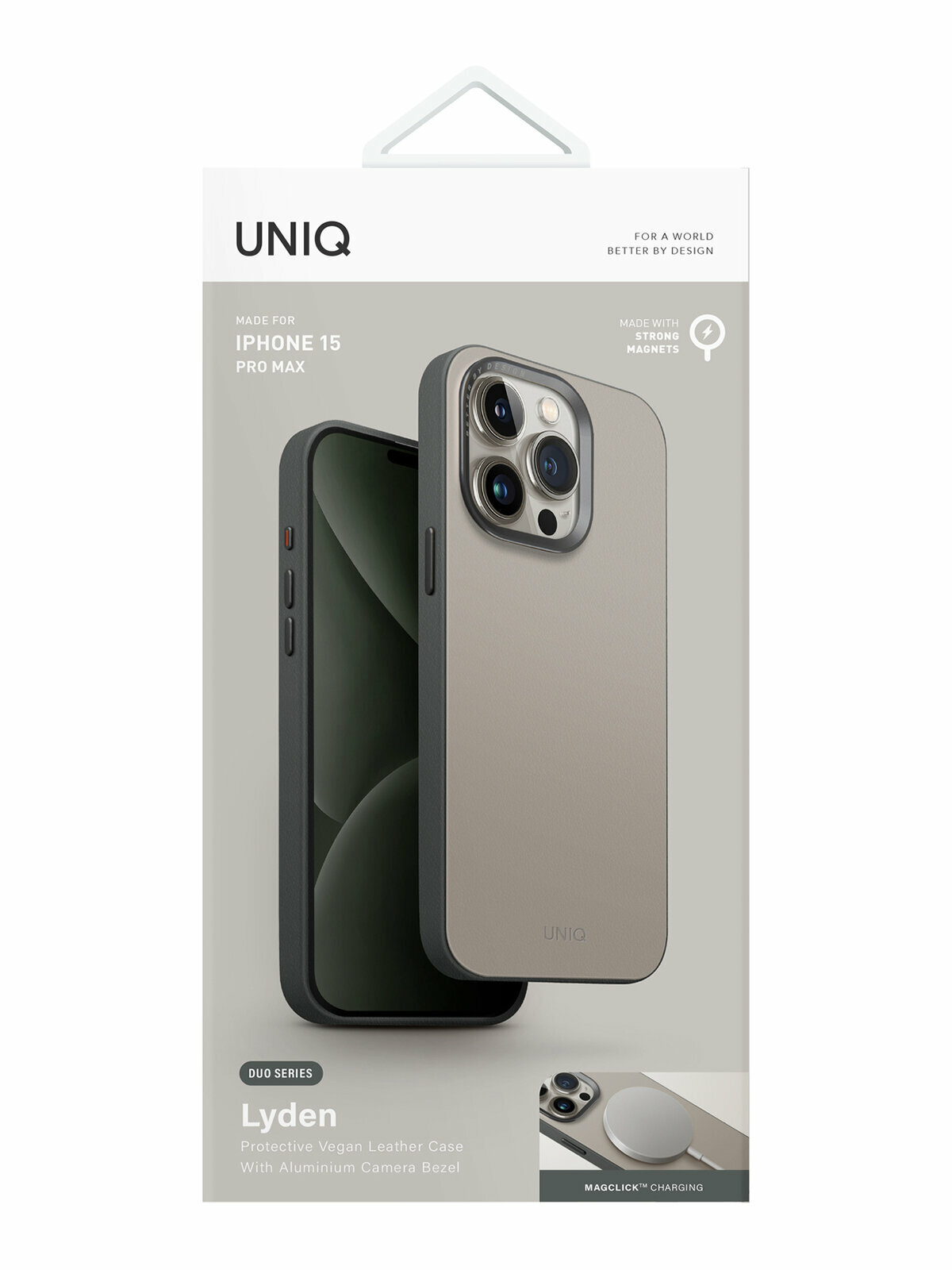 Uniq для iPhone 15 Pro Max чехол Lyden DS Ivory/Lychen Green (Magsafe) — фото 1
