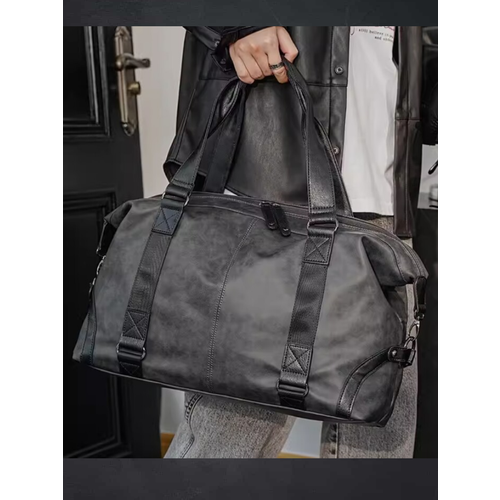 Сумка планшет MARRANT Сумка кожаная черная на плечо, фактура матовая, гладкая, серый