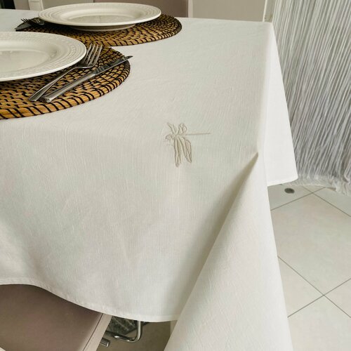 Скатерть ULULA Стрекозы лен/хлопок вышивка/кисти 140х180