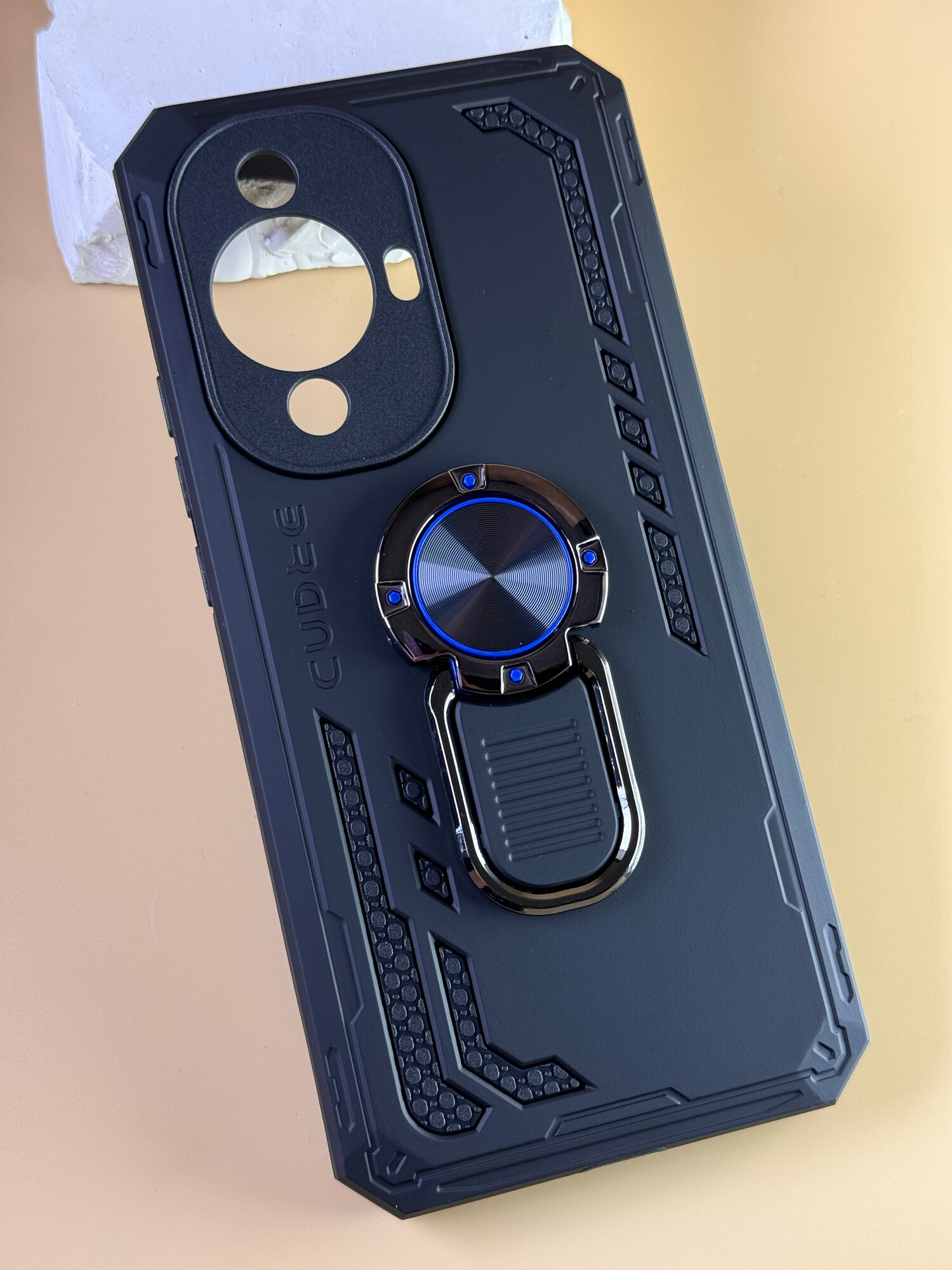 Чехол для Huawei Nova 11 / Nova 12S / Чехол Хуавей Нова 11/Нова 12С с защитой камеры, противоударный, ударопрочный, усиленный с кольцом, черный — фото 1