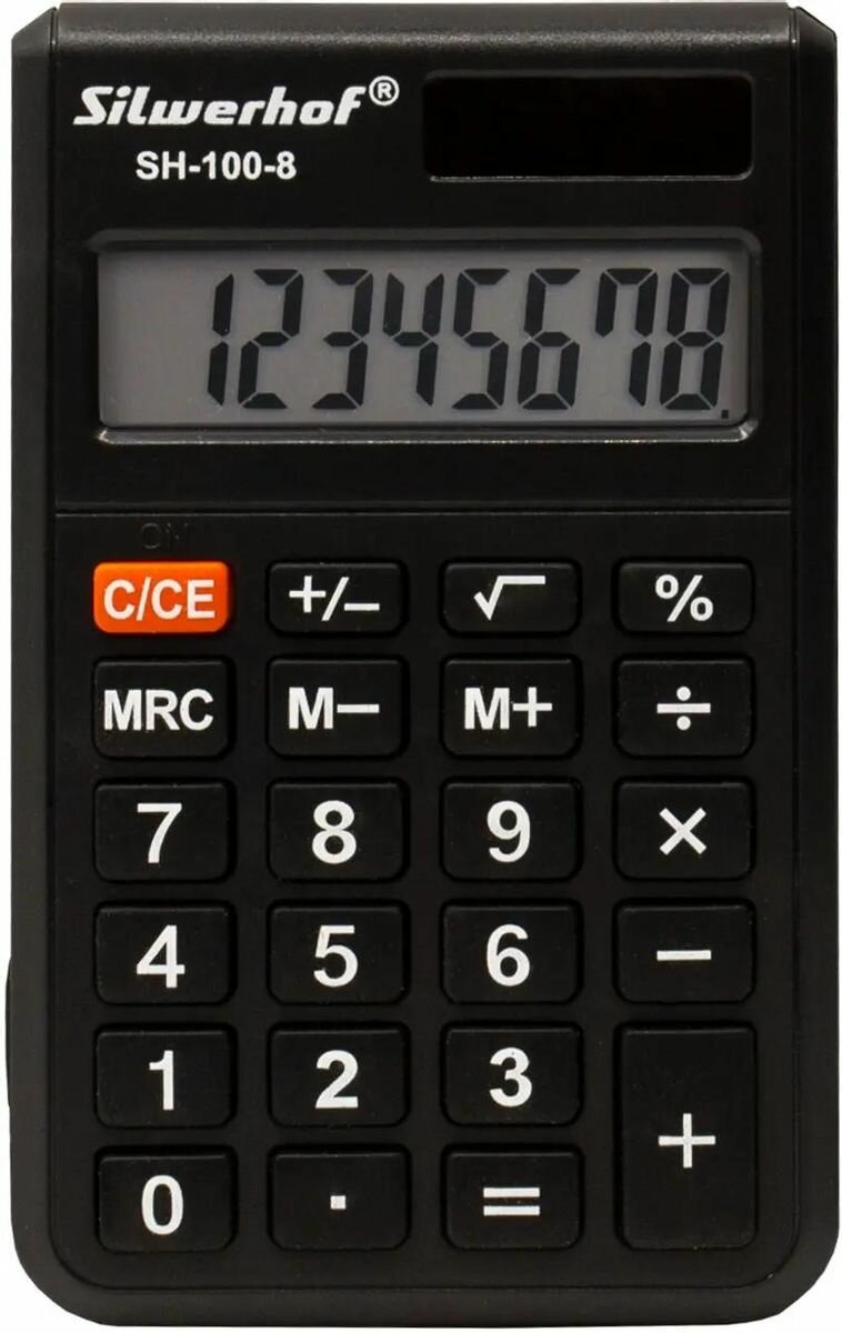 Калькулятор Silwerhof SH-100-8, 8-разрядный, черный