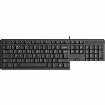 Клавиатура A4Tech KR-3, стандартная для ПК, мембранная, пластик, подключение USB-A, кириллица, влагозащита