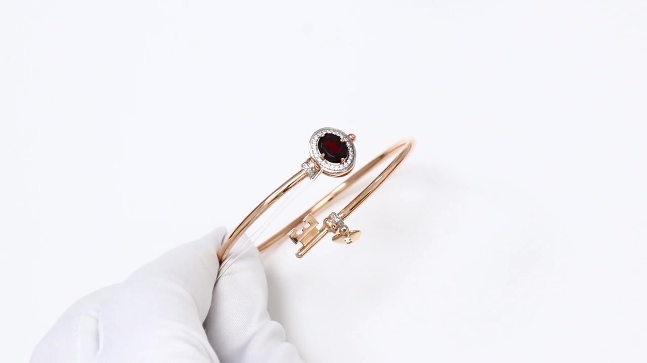 Браслет Diamant online, серебро, 925 проба, гранат, фианит, длина 16 см. — фото 1