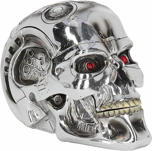 Статуэтка-коробка Nemesis Now - череп T-Terminator, 18 см серебро, смола, NOW0949