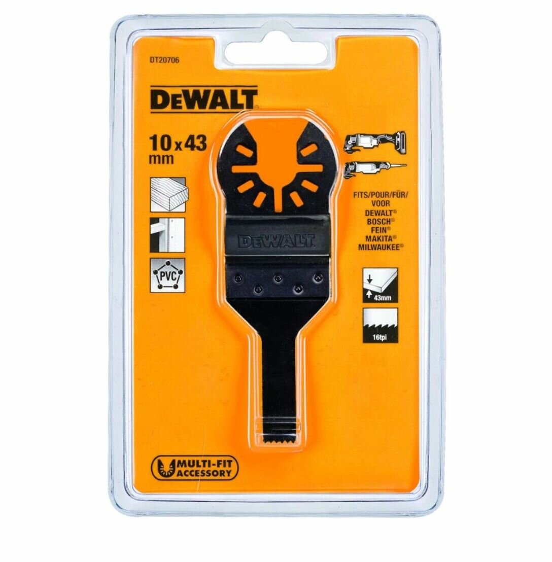 Погружное пильное полотно по дереву для многофункционального инструмента DEWALT DT20706 43 x 10 мм
