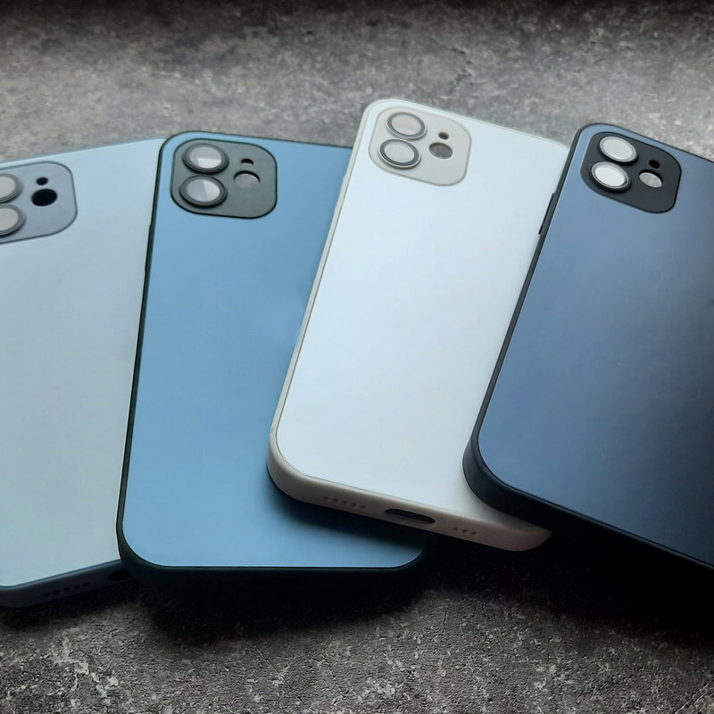 Чехол матовый стеклянный на iPhone 12 Фиолетовый — фото 1