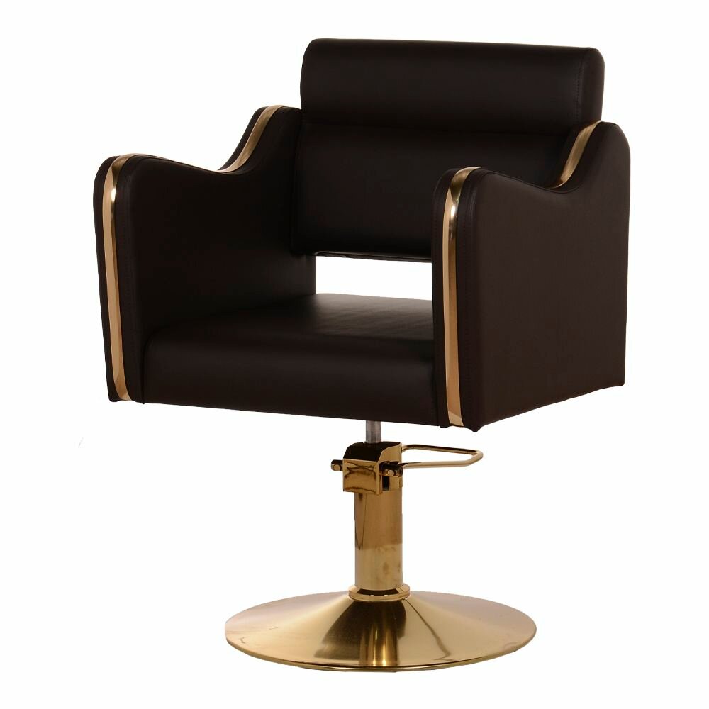 Парикмахерское кресло "Флора Gold" коричневый цвет основание диск