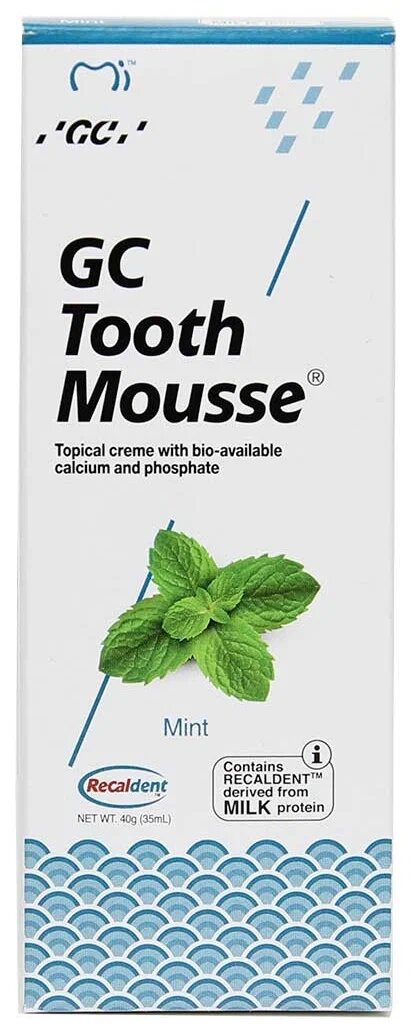Изображение Зубной гель Tooth Mousse Тусс мусс - аппликационный гель для реминерализации и снижения чувствительности зубов, 40 г (Мята)
