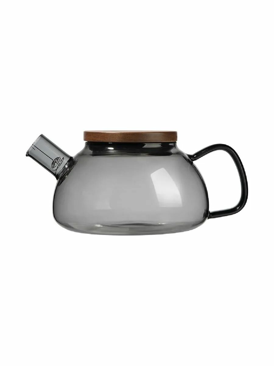 Чайник заварочный из цветного стекла Aroma di Fiore 600 мл с тёмной деревянной крышкой Leonord