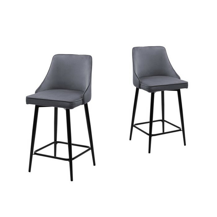 Комплект из 2-х стульев полубарных паркер H-14 Серый, велюр /поворот.360 град.