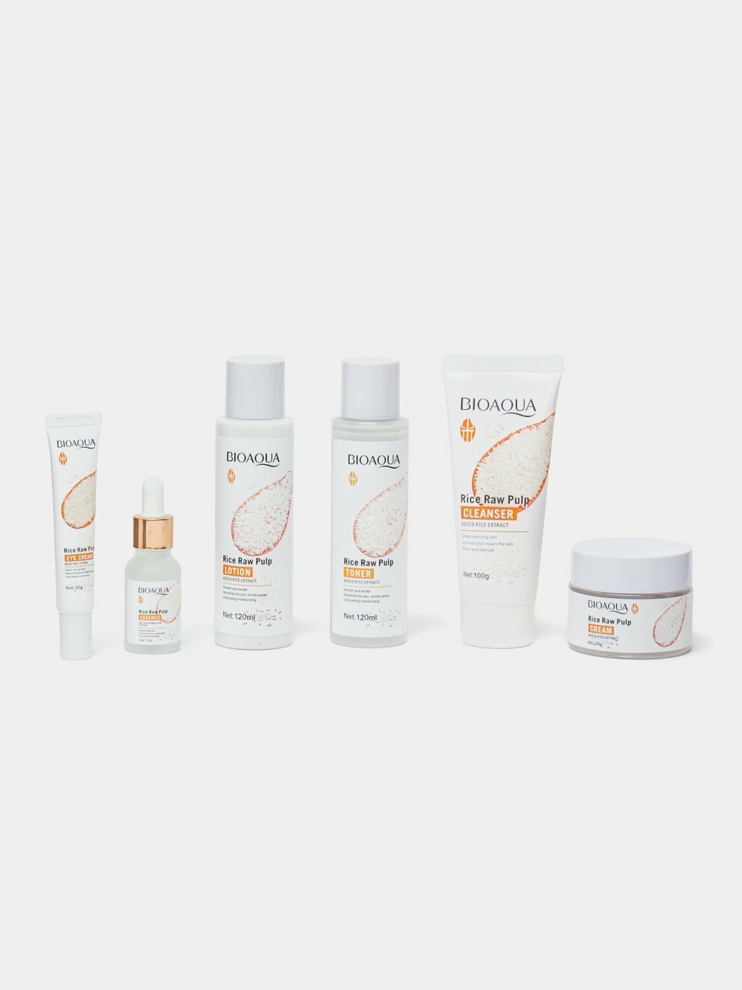 Набор BioAqua "Rice Raw Pulp", для лица, шеи и декольте, 6 средств — фото 1