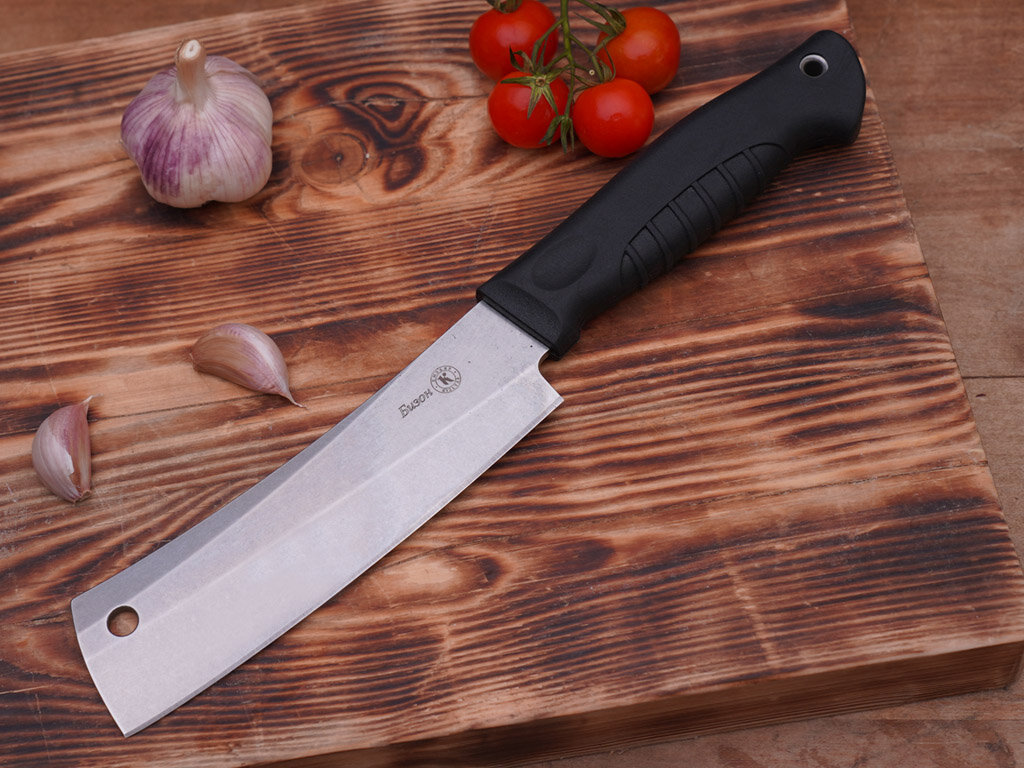 Кизляр Бизон   Сталь  AUS 8  Рукоять  Эластрон  Ножны  Кожа  Тяпка Топорик Кухонный  