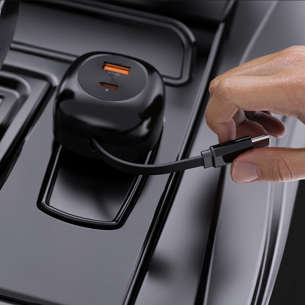 Зарядное устройство автомобильное Lenyes C59, 60Вт, с кабелем Type-C — фото 1