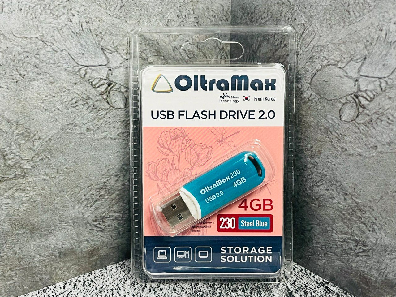 Флешка OltraMax 230 4 ГБ, steel blue