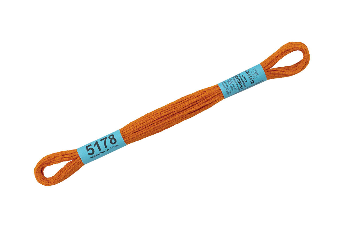 Мулине GAMMA нитки для вышивания 8м. 5178 оранжевый, 1 штука.