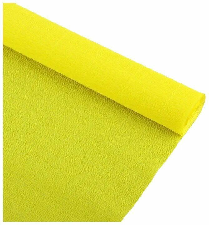 Бумага цветная, крепированная, рулон 250 х 50 см, , желтая.