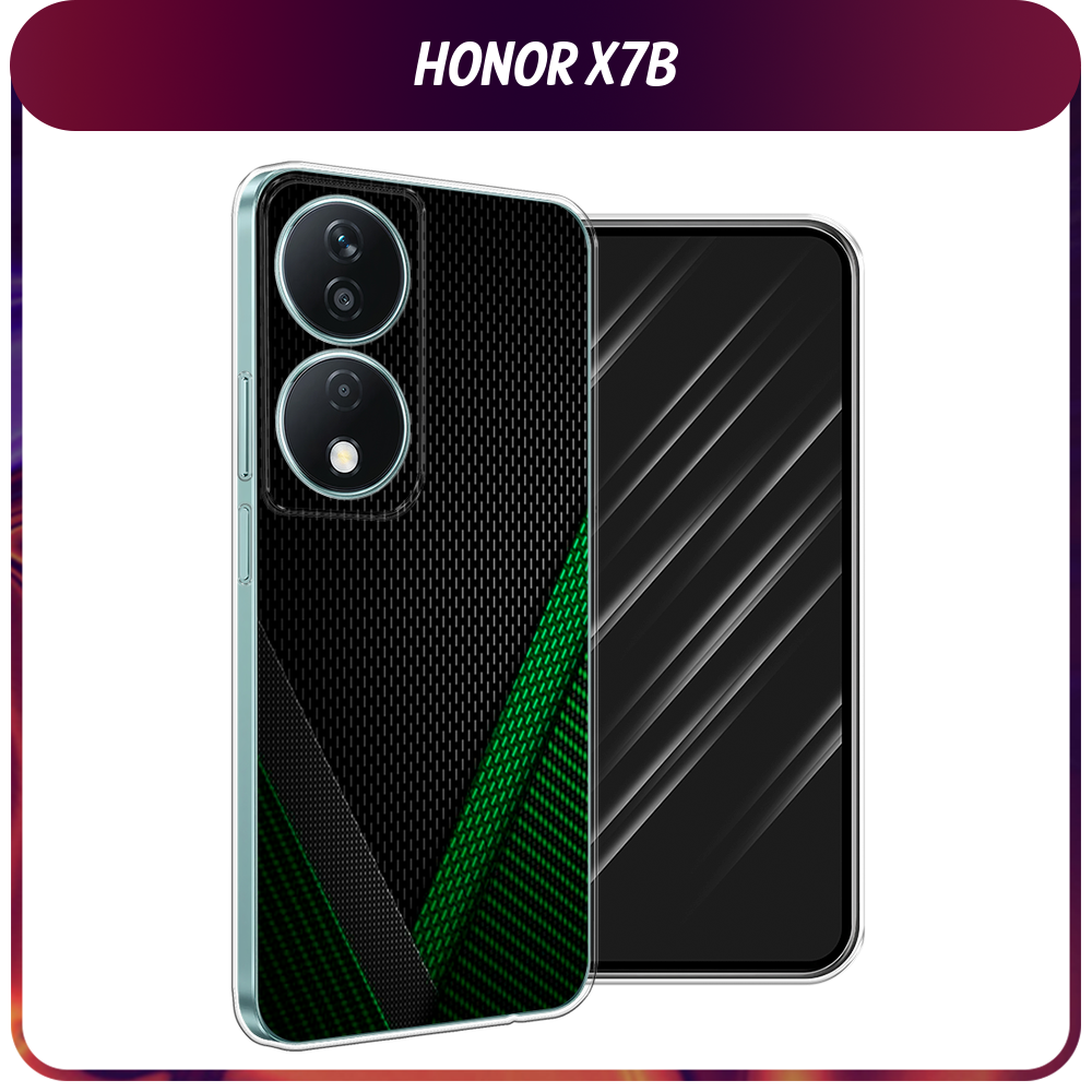 Силиконовый чехол на Honor X7B / Хонор X7B "Зеленый карбон"