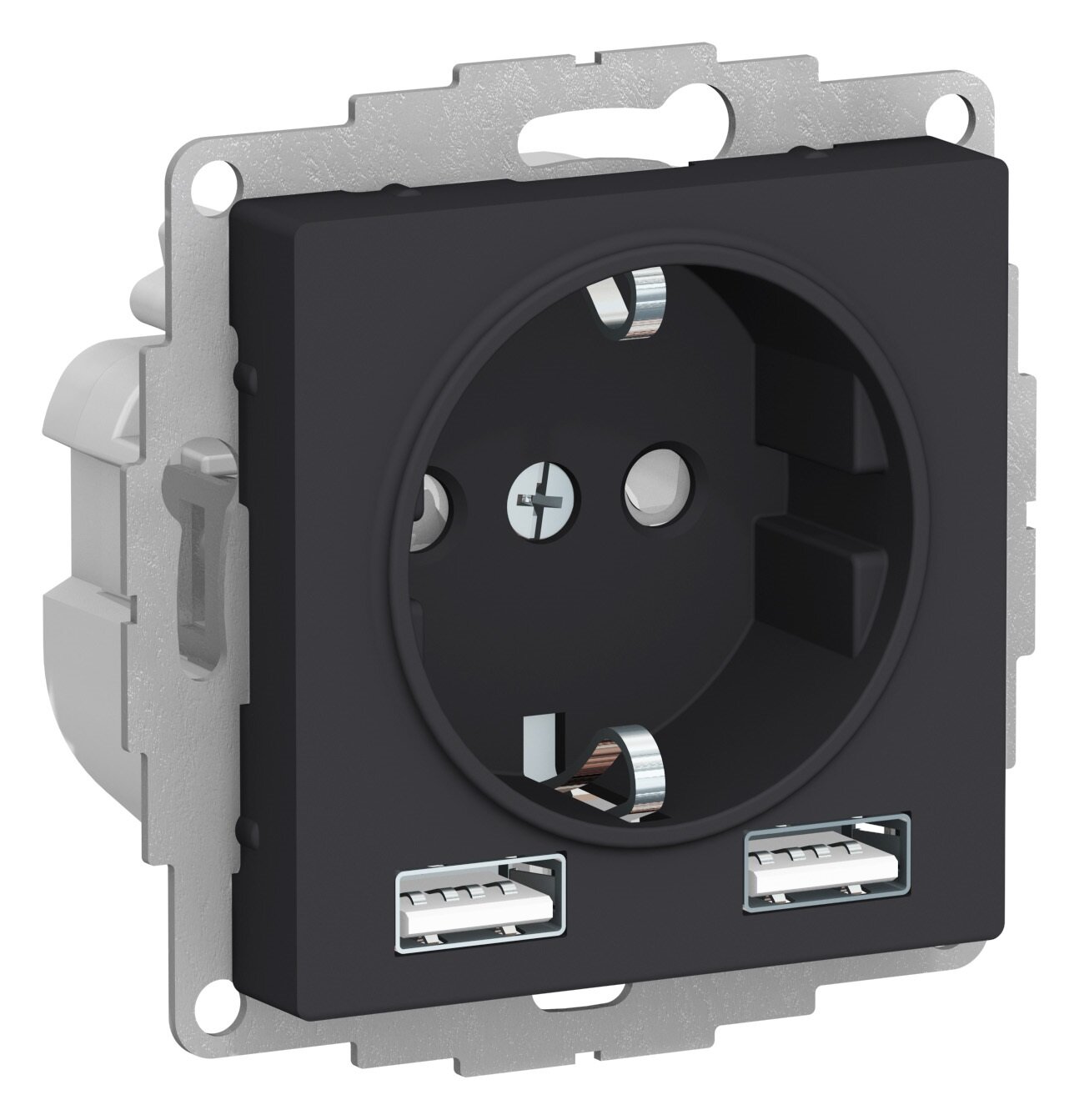 Розетка с зарядными устройствами USB A+A AtlasDesign цвет карбон Schneider Electric ATN001030