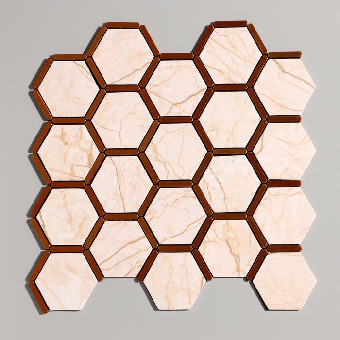 фото Панель самоклеящаяся 30*30см мозаика соты, светлая