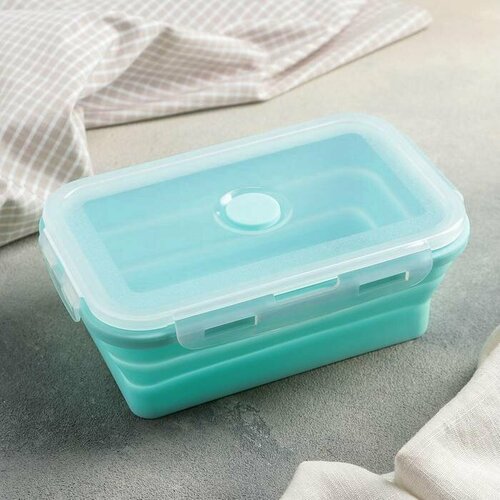 Ланч-бокс складной контейнер для пищи 540 мл бирюзовый 459₽