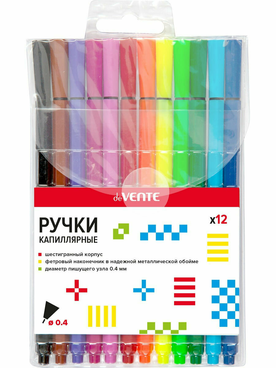 Капиллярные цветные эстетичные ручки в наборе 12 шт.