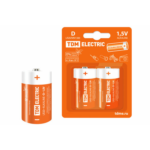 Элемент питания LR20 D Alkaline 1,5V BP-2 TDM 12 шт