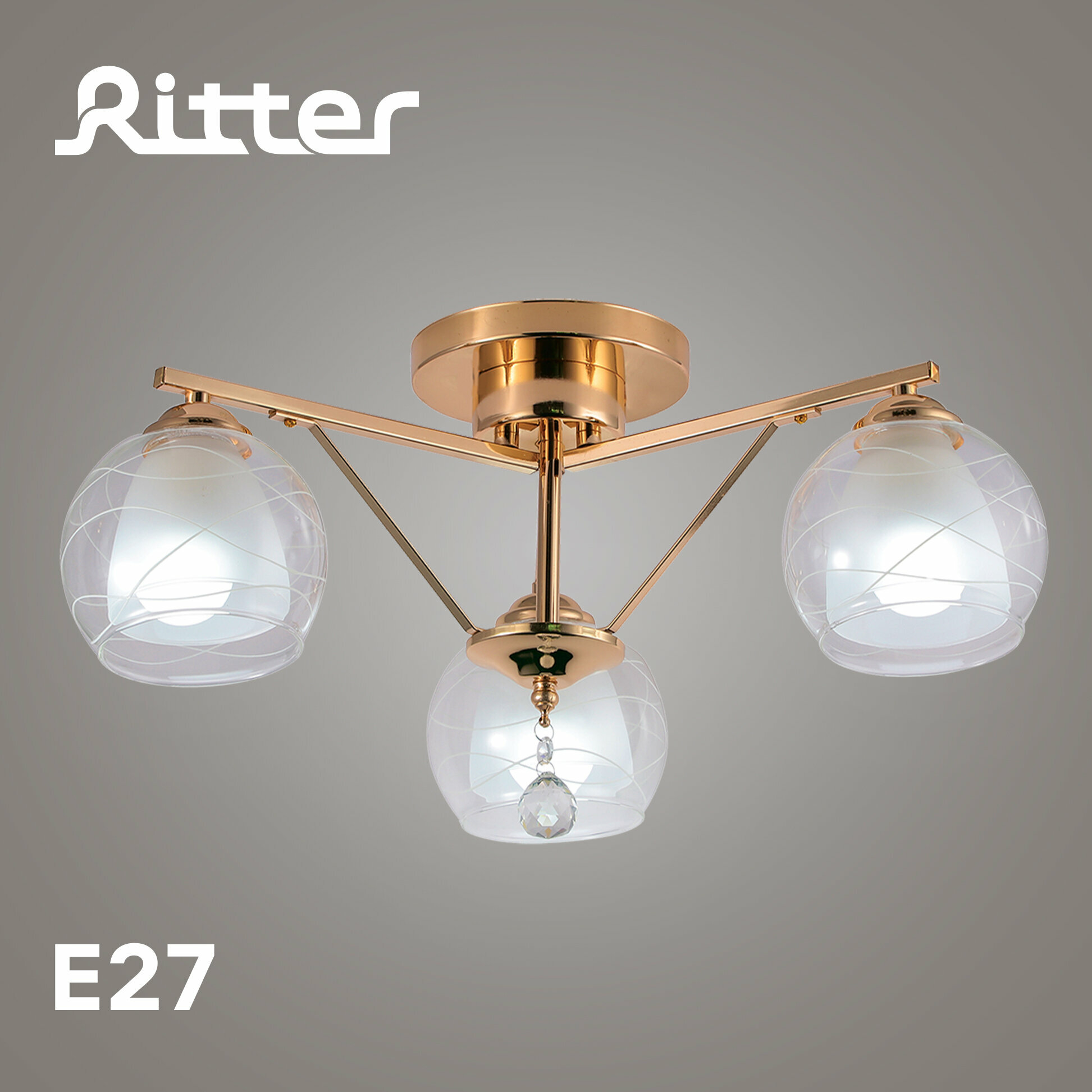 фото Потолочная люстра TARANTO 3хE27х60Вт Ritter 52523 3