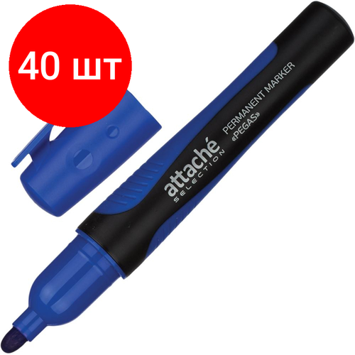 Комплект 40 штук, Маркер перманентный Attache Selection Pegas синий, 2-5мм маркер перманентный attache selection pegas синий толщина линии 2 5 мм 426891