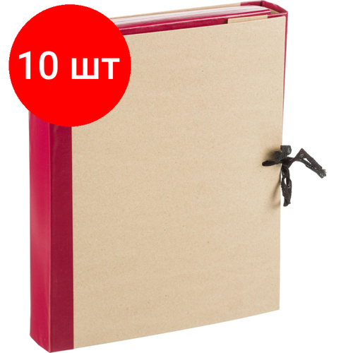 Комплект 10 штук, Папка архивная Attache Economy 50мм крафт/бумвинил 4 завязки, бордовая папка для термопереплета твердая 340 бордовая 10 шт