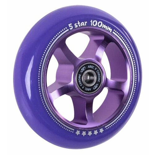 Колесо для трюкового самоката TechTeam X-Treme 100*24мм, 5 star purple колесо для трюкового самоката techteam x treme 100 24мм curved green