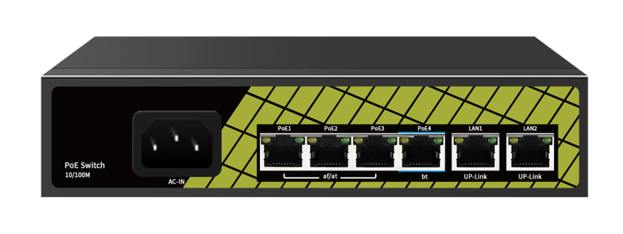 Коммутатор POE Tantos 4 x 100 Мбит/с PoE порта+2 x 100 Мбит/с порта Uplink