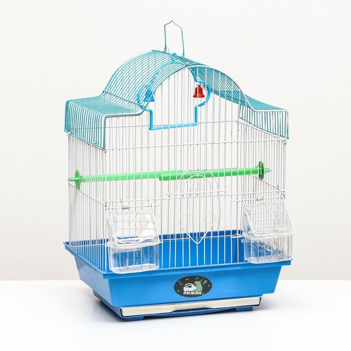 Клетка для птиц фигурная укомплектованная, 30 х 23 х 39 см, синяя